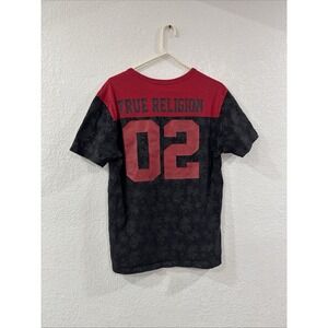 True Religion 02 Football Style T-Shirt Black/ Red Color Block Men's Size XL